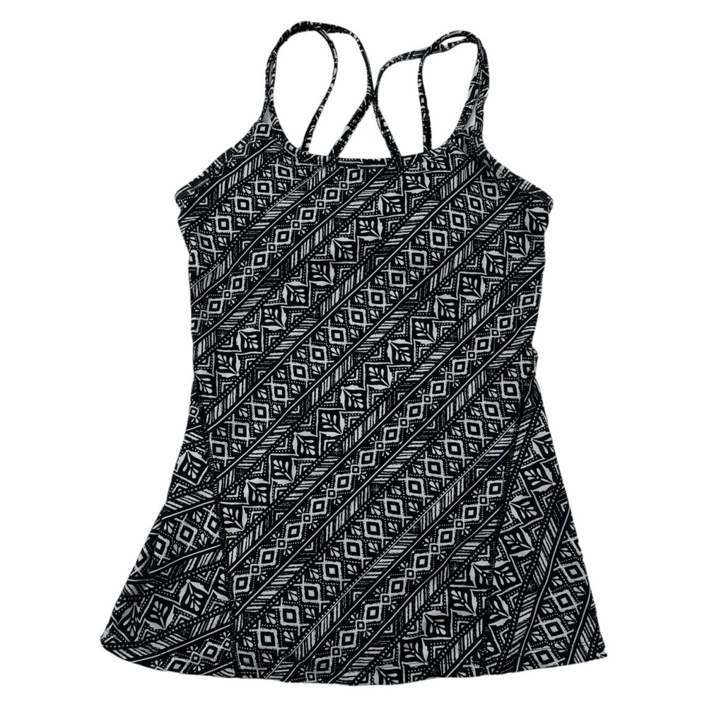 Gaiam Strappy Racerback Yoga Tank Top Shelf Bra Padded Tribal Stretch Size XS